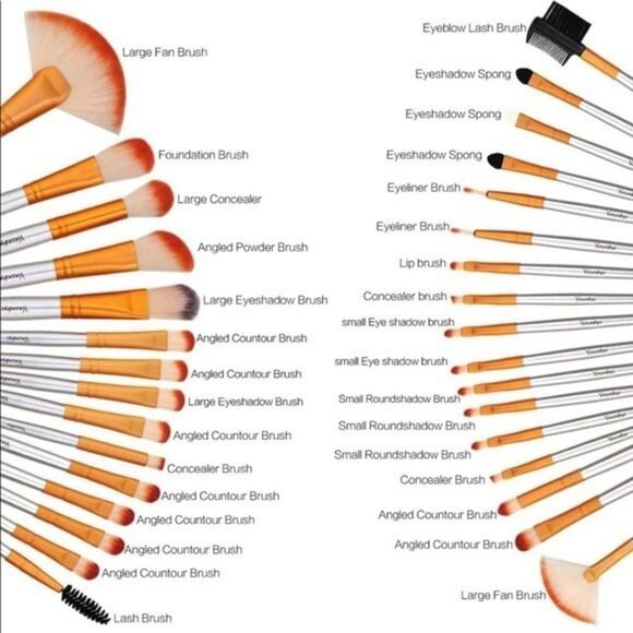 Makeup Brushes Set Blending 32 Set Synthetic Fiber Bristle Cosmetic Travel Huda - Picture 4 of 7